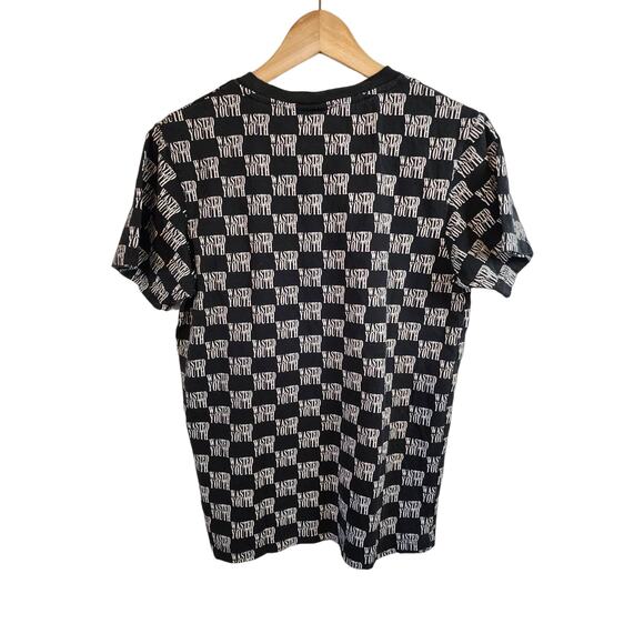 WESC Black and White Y2K Wasted Youth T-shirt Men's Small Women's Medium - Picture 2 of 5
